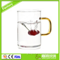 Handle double deck glass blowing round belt Cappuccino transparent coffee cup of milk tea cup 520 ml
